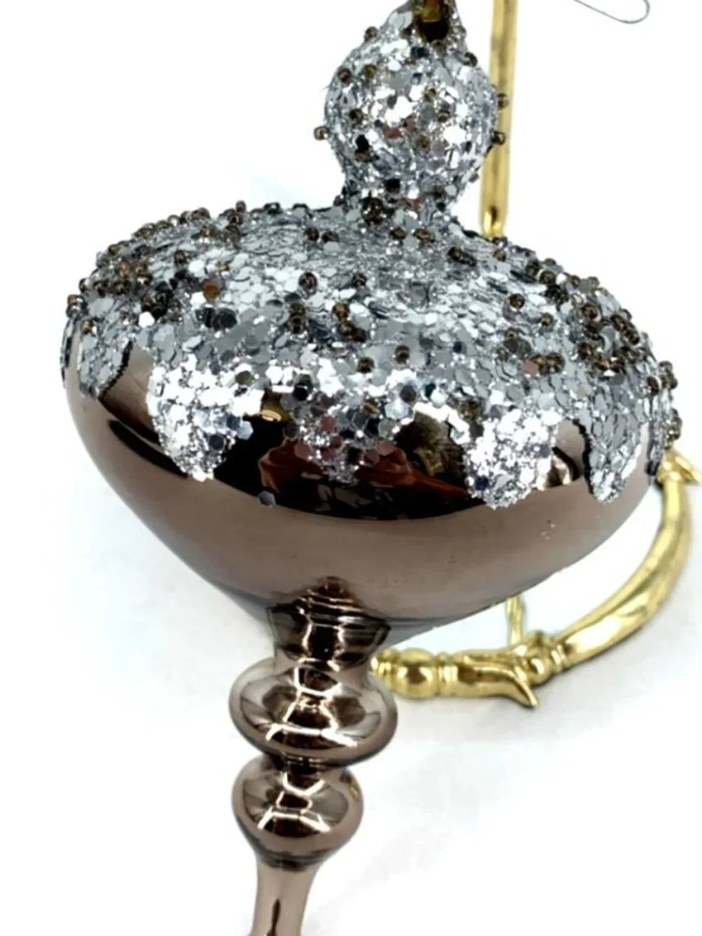 Blown Glass Finial Drop Christmas Ornament Silver 7